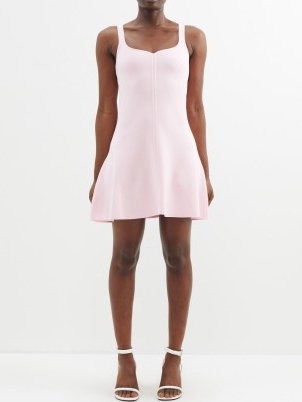 CLEA Lucy square-neckline crepe mini dress in pink ~ sleeveless sweetheart neckline fit and flare dresses ~ oprn back tie detail ~ women’s occasion clothes ~ womens party fashion