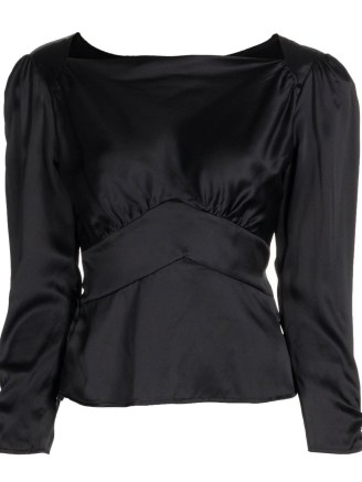 Reformation Jason silk top in Black / women’s silky tops / luxury blouses - flipped