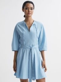 Reiss FREIDA RELAXED FIT SELF-TIE MINI DRESS BLUE – women’s minimalist clothing