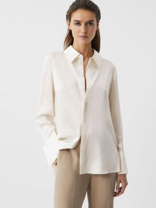 REISS HAILEY SILK SHIRT IVORY ~ women’s luxury shirts ~ womens luxe clothing ~ minimalist silky clothes - flipped