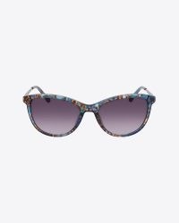 Draper James Robin Sunglasses in Indigo Floral | women’s blue framed rounded cat-eye shape sunnies | womens eyewear