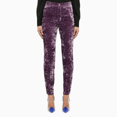 Saint Laurent Lilac velvet leggings – women’s purple skinnies – womens plush skinny trousers – luxury clothes – luxe clothing