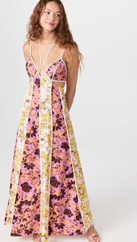Significant Other Ana Maxi Dress in Floral Mix | strappy plunge front mixed print dresses | cut out fashion | women’s feminine clothes - flipped