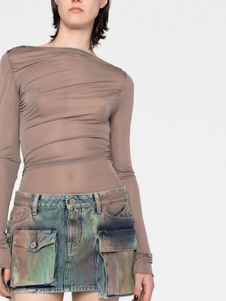 The Attico Fay Camouflage Miniskirt in multicolour ~ women’s multicolured denim mini skirts ~ pocket details ~ women’s cargo style fashion ~ utility fashion - flipped