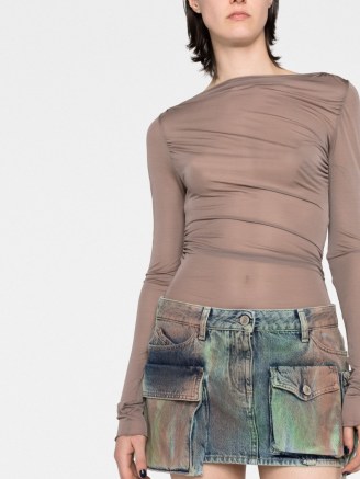 The Attico Fay Camouflage Miniskirt in multicolour ~ women’s multicolured denim mini skirts ~ pocket details ~ women’s cargo style fashion ~ utility fashion
