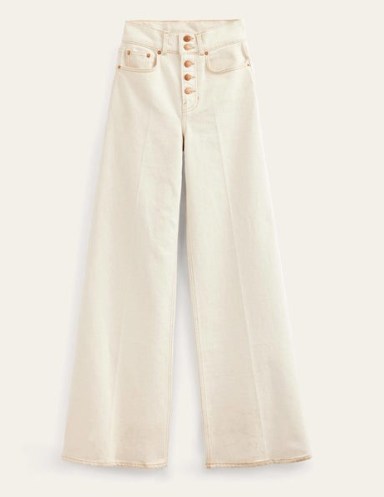 Boden Ultra High Rise Wide Leg Jeans in Ecru | women’s off-white denim clothes