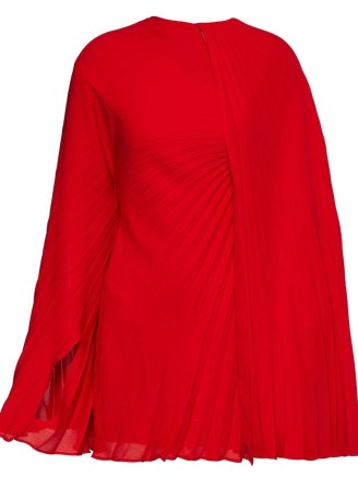 Valentino cape-style dress in bright red silk ~ women’s luxury occasion mini dresses - flipped
