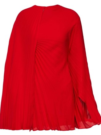 Valentino cape-style dress in bright red silk ~ women’s luxury occasion mini dresses