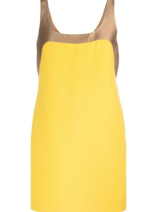 Valentino colour-block silk dress butter yellow/light brown – women’s silky sleeveless occasion dresses – luxe evening fashion - flipped