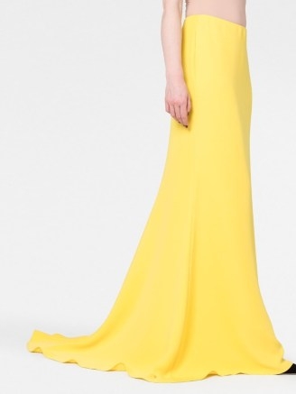 Valentino floor-length silk skirt yellow – silky maxi dresses with train – women’s luxury occasion clothing – luxe event clothes - flipped