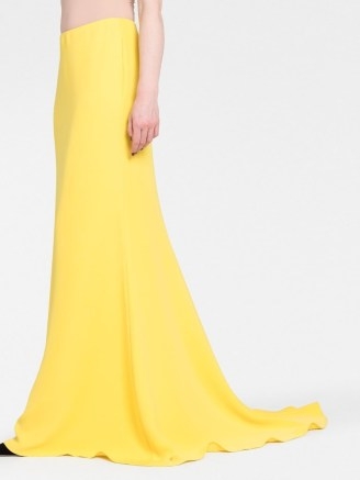 Valentino floor-length silk skirt yellow – silky maxi dresses with train – women’s luxury occasion clothing – luxe event clothes
