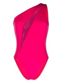 Versace one-shoulder swimsuit shocking pink – vibrant asymmetric swimsuits – women’s bright designer swimwear