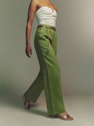 Reformation Vesta Pant in Avocado ~ women’s green linen trousers ~ womens menswear-inspired fit clothes
