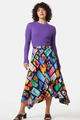 gorman Visual Diary Skirt | printed satin skirts | asymmetric hem | floaty voluminous relaxed fit | asymmetrical clothing