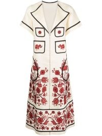 Vita Kin Sasha embroidered linen midi dress in cream/multicoloured / women’s luxury clothing / floral folk style dresses / womens designer clothes