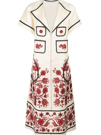 Vita Kin Sasha embroidered linen midi dress in cream/multicoloured / women’s luxury clothing / floral folk style dresses / womens designer clothes - flipped