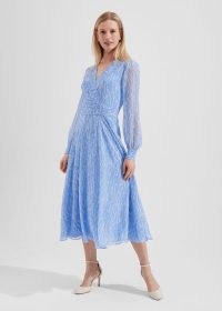HOBBS VIVIANA SILK DRESS in Blue Multi – women’s luxury clothing – womens feminine dresses