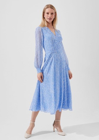 HOBBS VIVIANA SILK DRESS in Blue Multi – women’s luxury clothing – womens feminine dresses - flipped