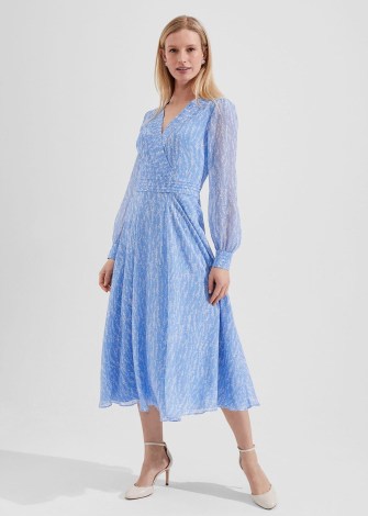 HOBBS VIVIANA SILK DRESS in Blue Multi – women’s luxury clothing – womens feminine dresses