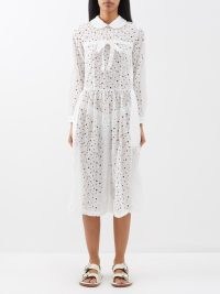 COMME DES GARÇONS GIRL Broderie-anglaise cotton-lace midi dress in white – women’s luxury semi sheer fashion