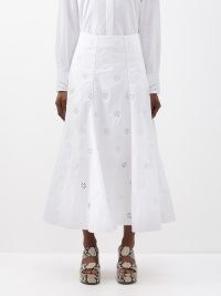 CHLOÉ Broderie-anglaise cotton-poplin skirt in white – women’s summer skirts – womens luxury clothes – designer fashion