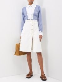 WALES BONNER Sahel organic-cotton midi skirt in ivory – A-line split hem skirts