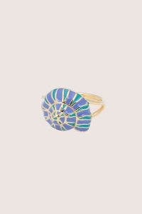 Anna + Nina Gold-Plated Mystique Ring in Blue / women’s sea inspired rings / womens shell themed jewellery