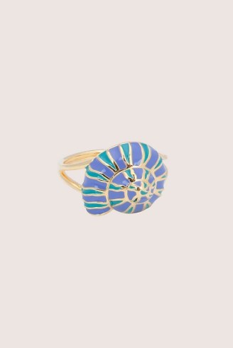 Anna + Nina Gold-Plated Mystique Ring in Blue / women’s sea inspired rings / womens shell themed jewellery - flipped