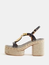 CHLOÉ Pema espadrille-sole platform sandals in black ~ luxury summer retro style sandal ~ 70s vintage inspired platforms ~ chic block heel shoes