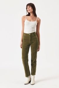 ROLLA’S Original Straight in Army Green Cord ~ women’s high rise corduroy trousers
