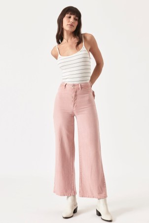 ROLLA’S Sailor Pant in Lyocell Peony | light pink denim pants | women’s high rise wide leg jeans