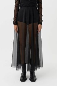 CAMILLA AND MARC Cove Sheer A-line Maxi Skirt in Black – sheer skirts – see through clothes – women’s designer fashion