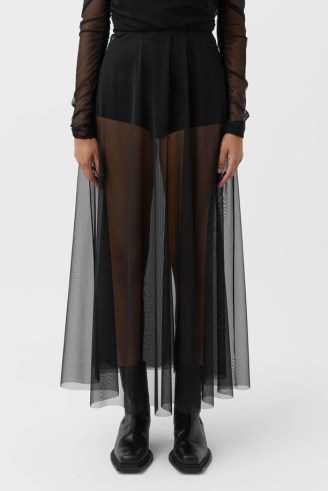 CAMILLA AND MARC Cove Sheer A-line Maxi Skirt in Black – sheer skirts – see through clothes – women’s designer fashion