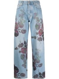 Eytys floral-printed denim trousers in blue/multicolour – rose print jeans – women’s denim fashion
