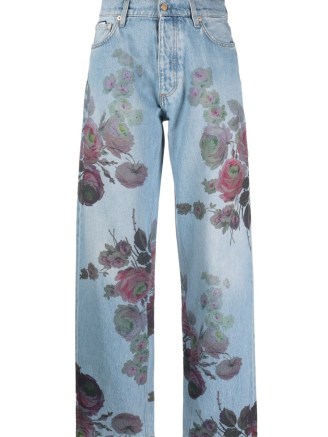 Eytys floral-printed denim trousers in blue/multicolour – rose print jeans – women’s denim fashion