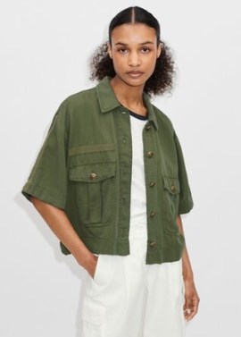 ME and EM Fluid Military Summer Shacket Fresh Khaki ~ women’s dark green pocket detail shackets ~ womens utility shirt jackets ~ casual utilitarian clothing