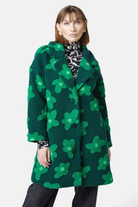 gorman Freshly Cut Coat in Green / textured floral coats