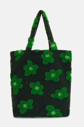 gorman Freshly Cut Wool Tote / floral textured shopper / flower motif bags - flipped