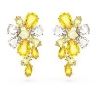 SWAROVSKI Gema drop earrings Mixed cuts, Flower, Yellow, Gold-tone plated – floral drops with crystals – occasion jewellery