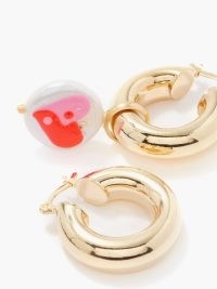 JOOLZ BY MARTHA CALVO Heart Yin Yang mismatched gold-plated earrings – hoops with charm – women’s asymmetric jewellery