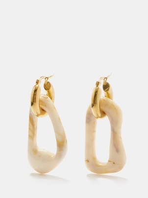 BY ALONA Lottie resin & 18kt gold-plated hoop earrings ~ mismatched marble effect hoops ~ women’s statement jewellery - flipped