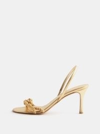 LE MONDE BERYL Rope 80 leather sandals in gold ~ metallic barely there slingback sandal ~ luxe slingbacks ~ women’s glamorous evening occasion shoes ~ luxury party heels