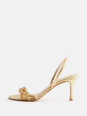 LE MONDE BERYL Rope 80 leather sandals in gold ~ metallic barely there slingback sandal ~ luxe slingbacks ~ women’s glamorous evening occasion shoes ~ luxury party heels