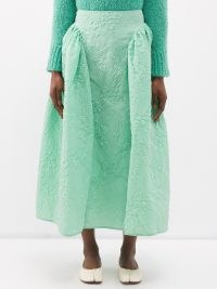 CECILIE BAHNSEN Fabiola dahlia-matelassé skirt – green voluminous skirts – women’s clothes with volume