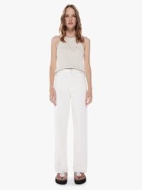 MOTHER High Waisted Spinner Skimp in Cream Puffs | women’s off white loose wide leg jeans | high rise waist | casual denim clothes