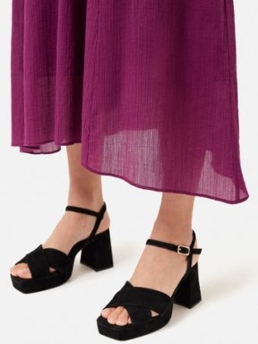 JIGSAW Hanna Platform Sandal in Black ~ strappy block heel square toe platforms ~ retro style footwear ~ women’s chunky vintage look shoes ~ womens 70s look fashion - flipped