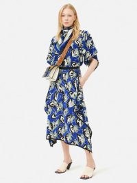 JIGSAW Collagerie Fig Leaf Skirt in Blue ~ asymmetric drape detail skirts ~ women’s asymmetrical hemline clothing ~ womens luxury spring fashion