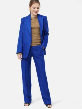 JIGSAW Irish Linen Palazzo Trouser Blue / women’s smart suit trousers