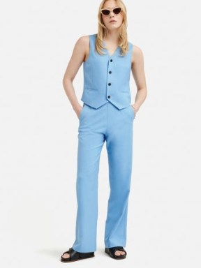 JIGSAW Hopsack Blake Trouser Blue – women’s smart textured trousers - flipped
