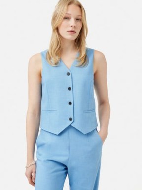 JIGSAW Hopsack Tailored Waistcoat Blue – women’s waistcoats – womens smart clothing